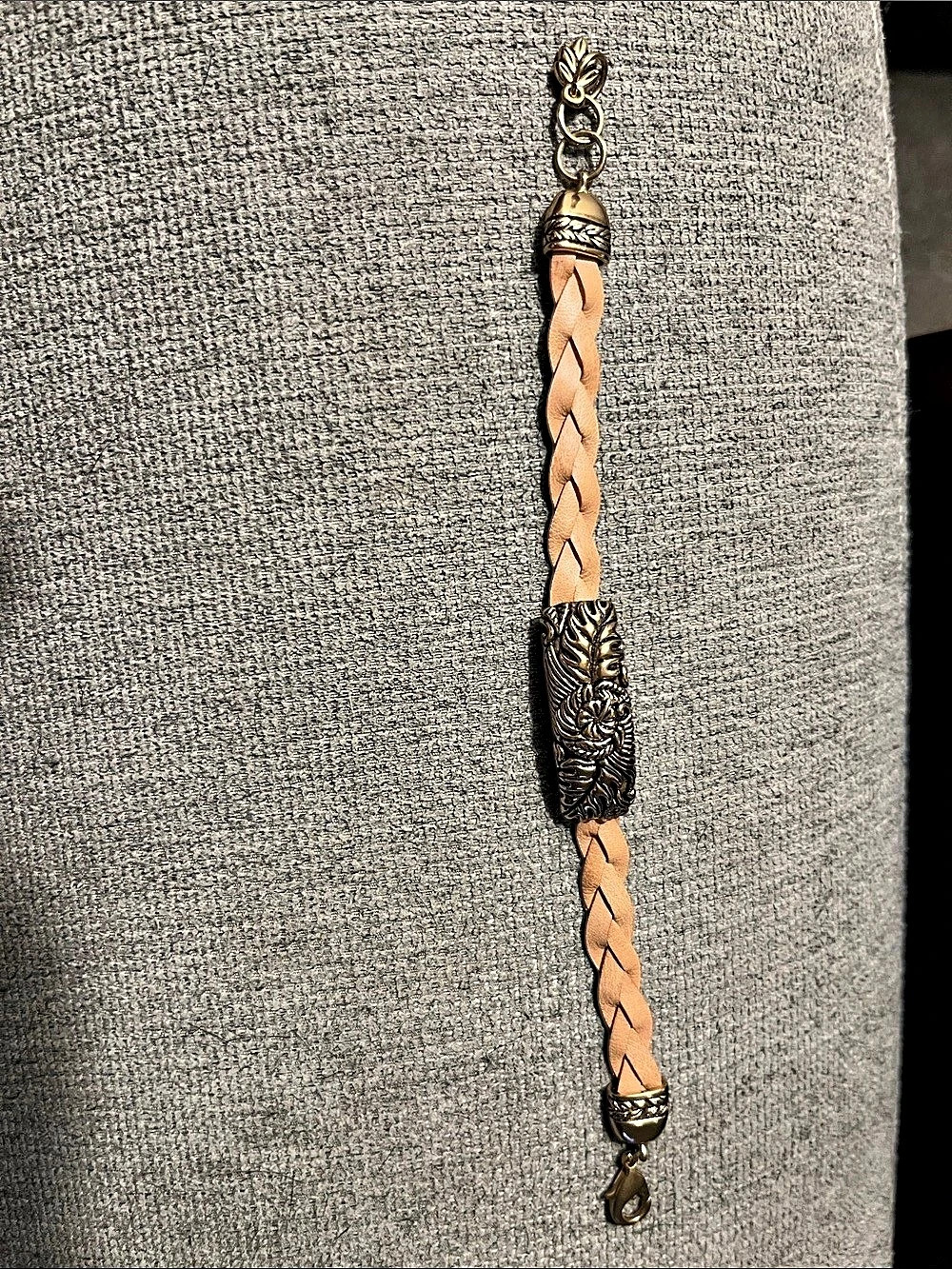 Barse Braided Leather-Look Bracelet in Brown & Gold